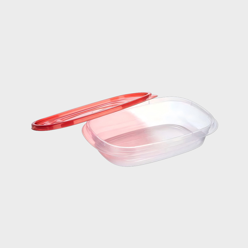 PFB017 950ml 얕은 프로필 직사각형 PP 식품 및 빨간색 뚜껑이 있는 농업 보관 용기 세트